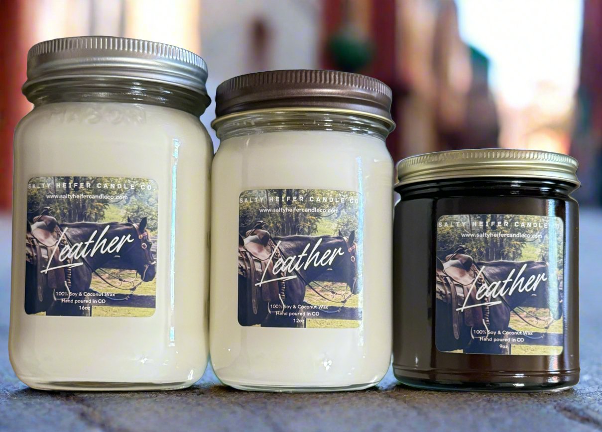 Leather Candle Wood Wick - Salty Heifer Candle Co LLC
