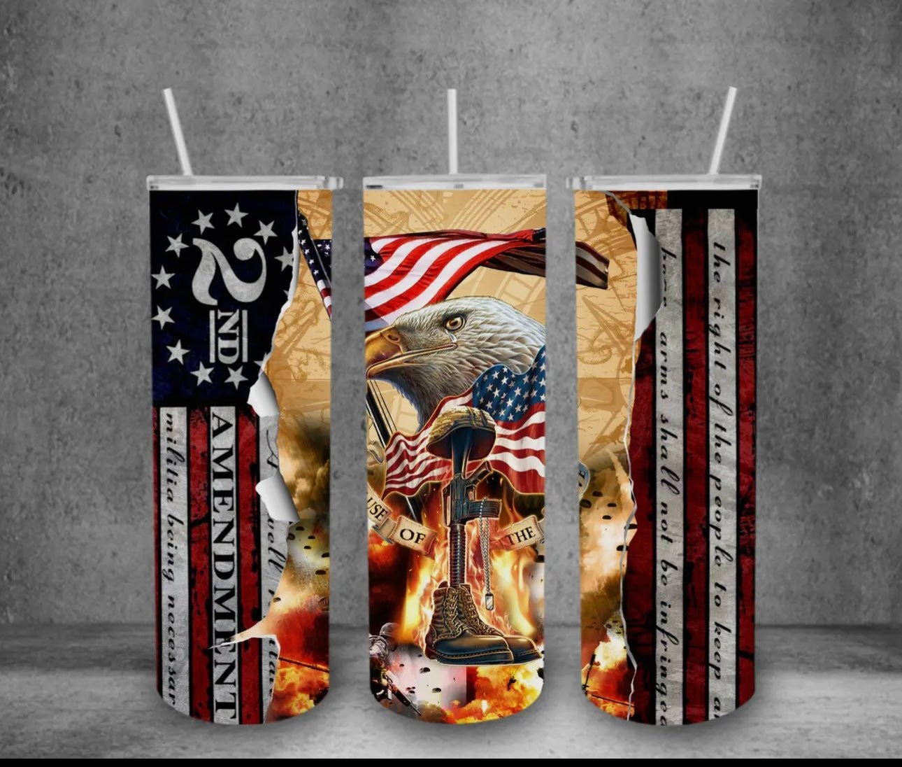 Salty Heifer Stainless Steel Tumbler 20 oz. Veteran 2nd Amendment - Salty Heifer Candle Co LLC