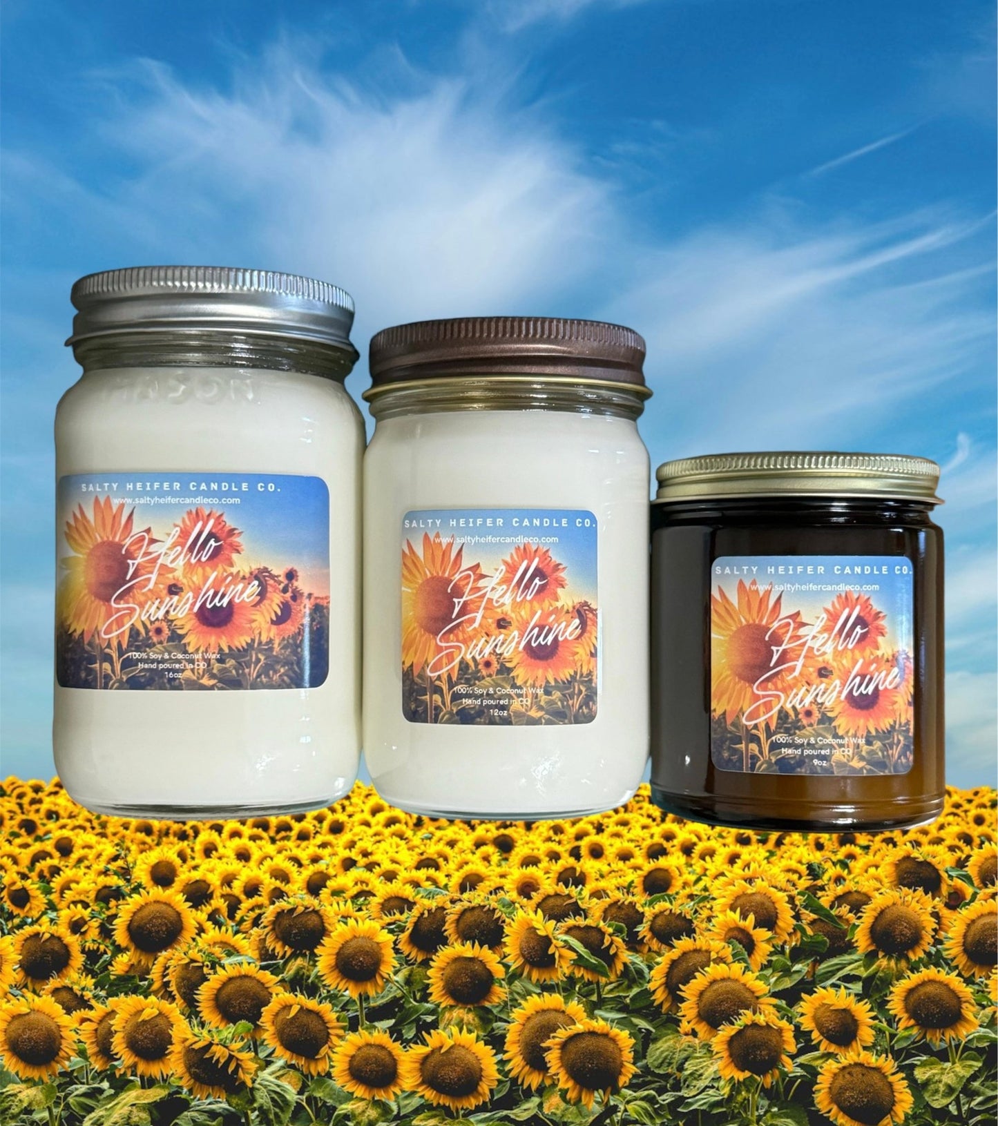 Hello Sunshine Candle Wood Wick - Salty Heifer Candle Co LLC