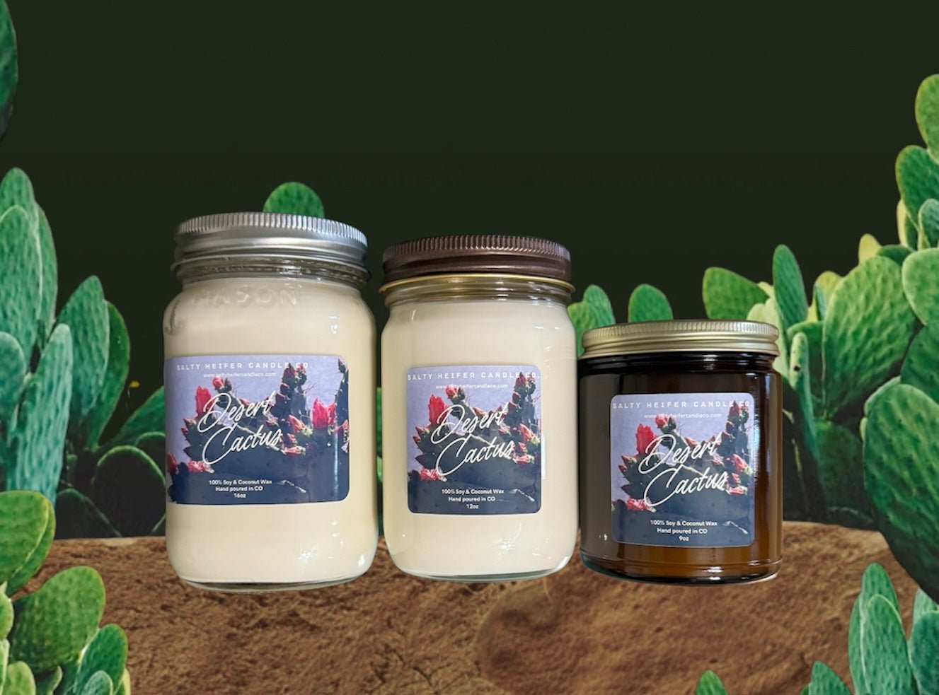 Desert Cactus Candle Wood Wick - Salty Heifer Candle Co LLC