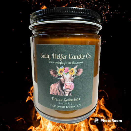 Fireside Gatherings 9 oz Masculine/Earthy Candle Wood Wick - Salty Heifer Candle Co LLC