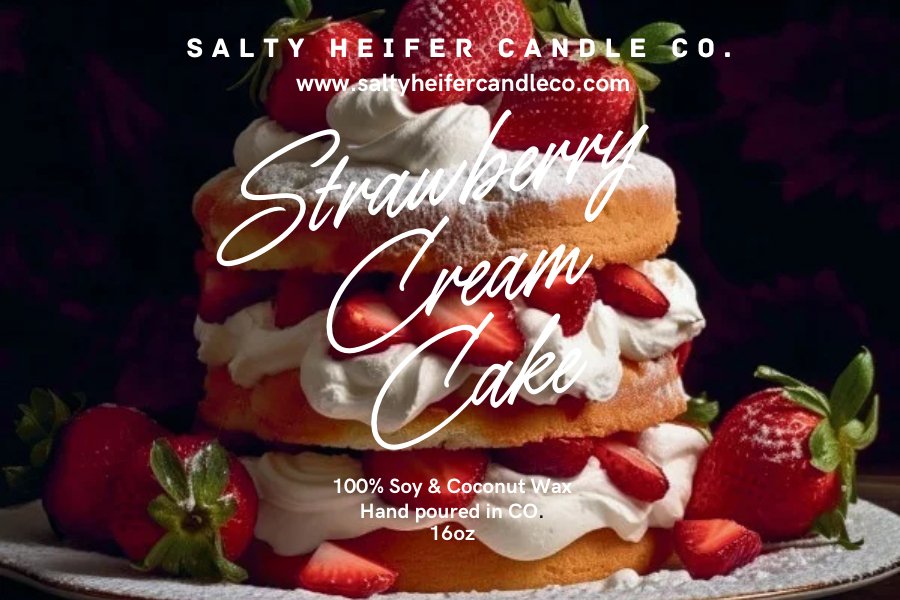 Strawberry Cream Cake Candle Wood Wick - Salty Heifer Candle Co LLC