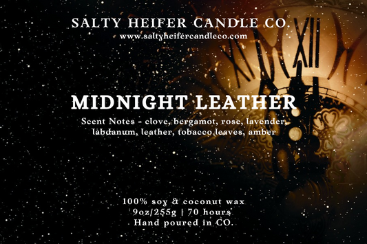 Midnight Leather Candle Sale