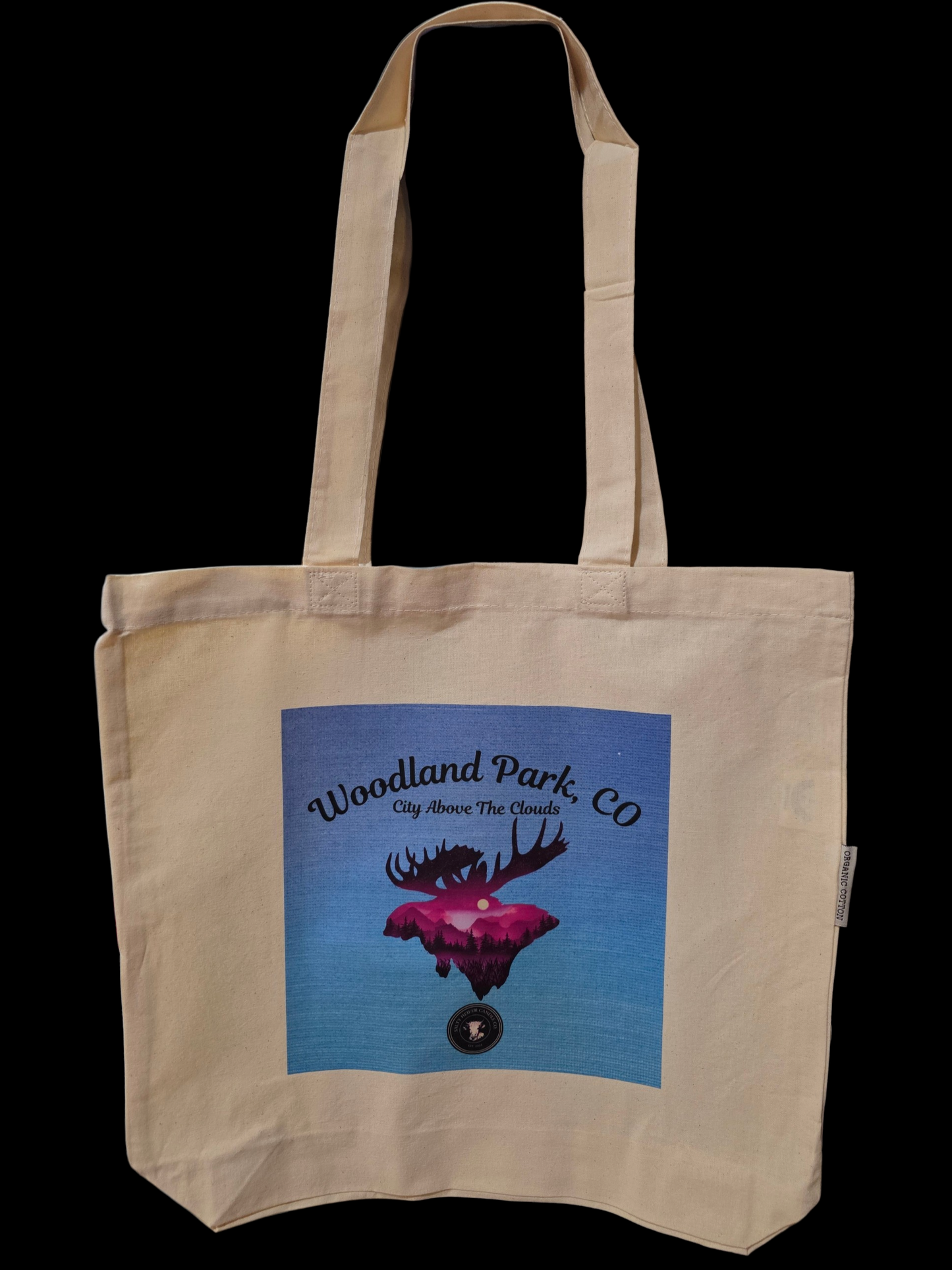 Canvas Tote Organic Cotton Durable Flat Bottom Woodland Park Colorado