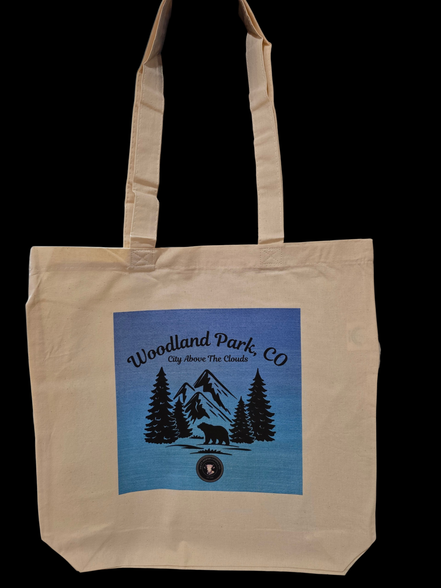 Canvas Tote Organic Cotton Durable Flat Bottom Woodland Park Colorado