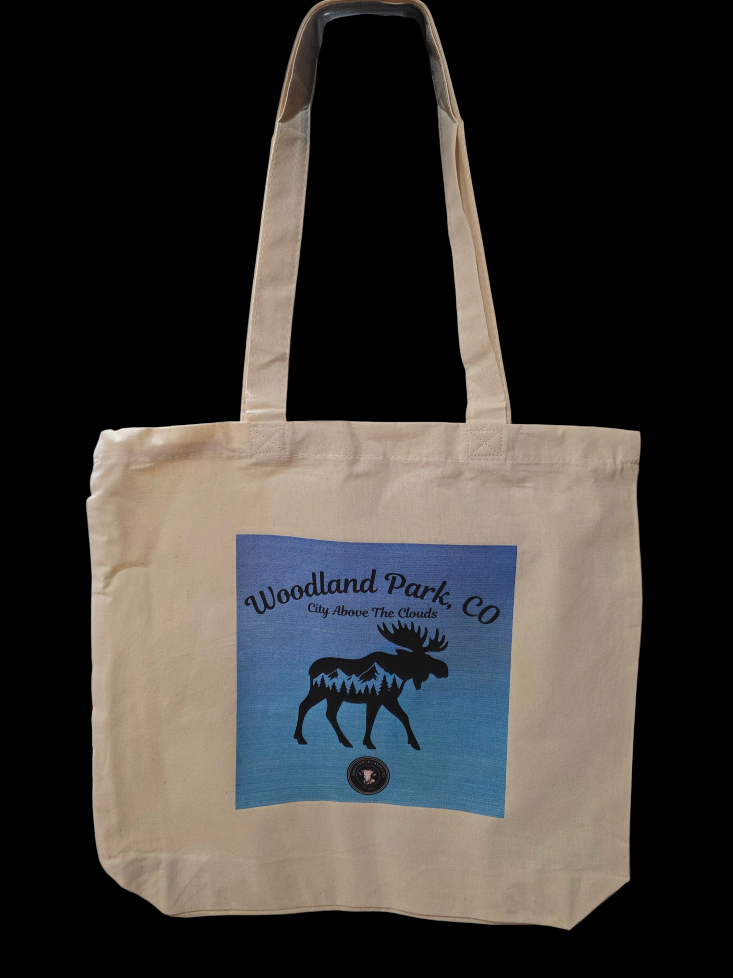 Canvas Tote Organic Cotton Durable Flat Bottom Woodland Park Colorado