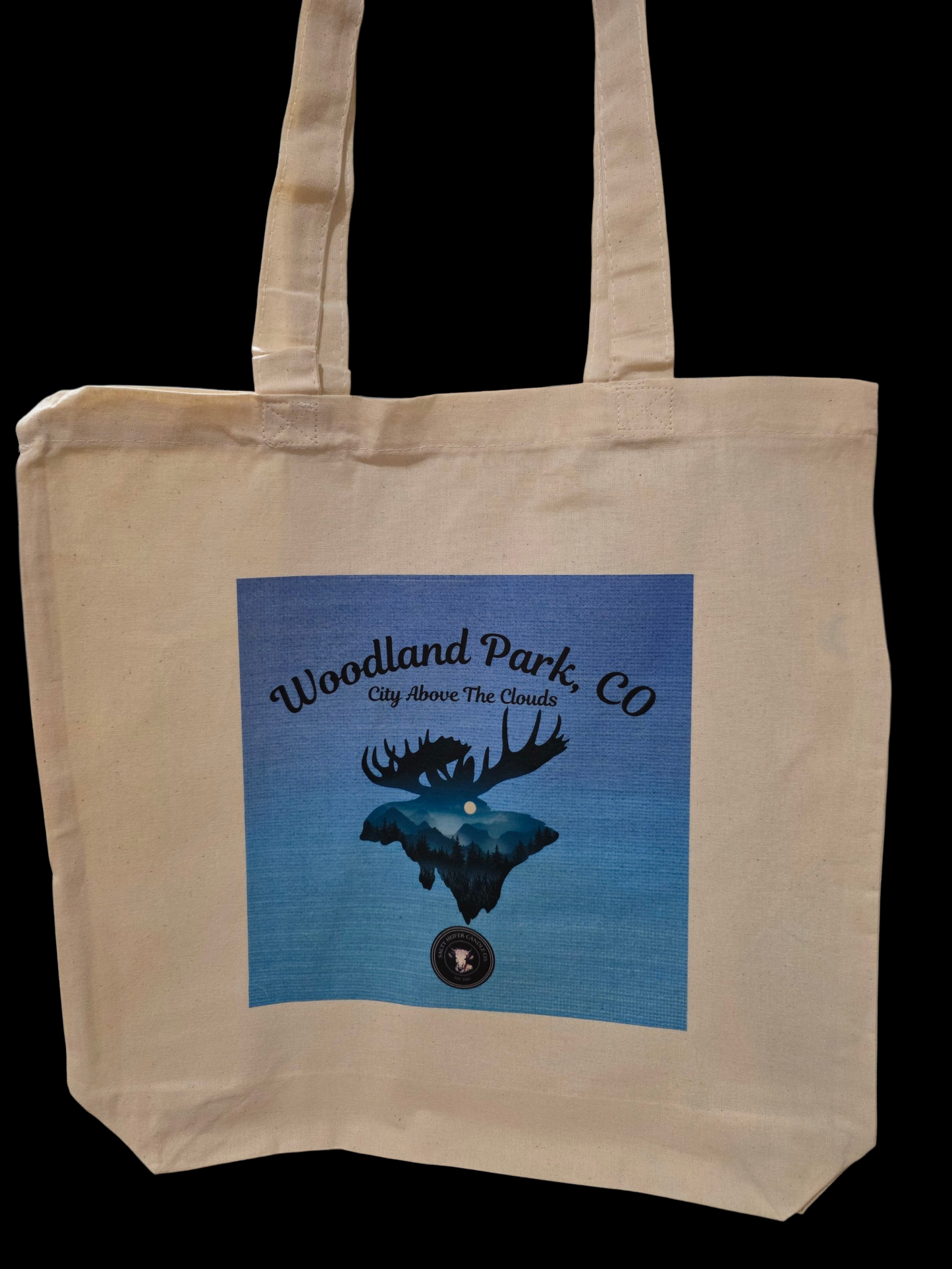 Canvas Tote Organic Cotton Durable Flat Bottom Woodland Park Colorado