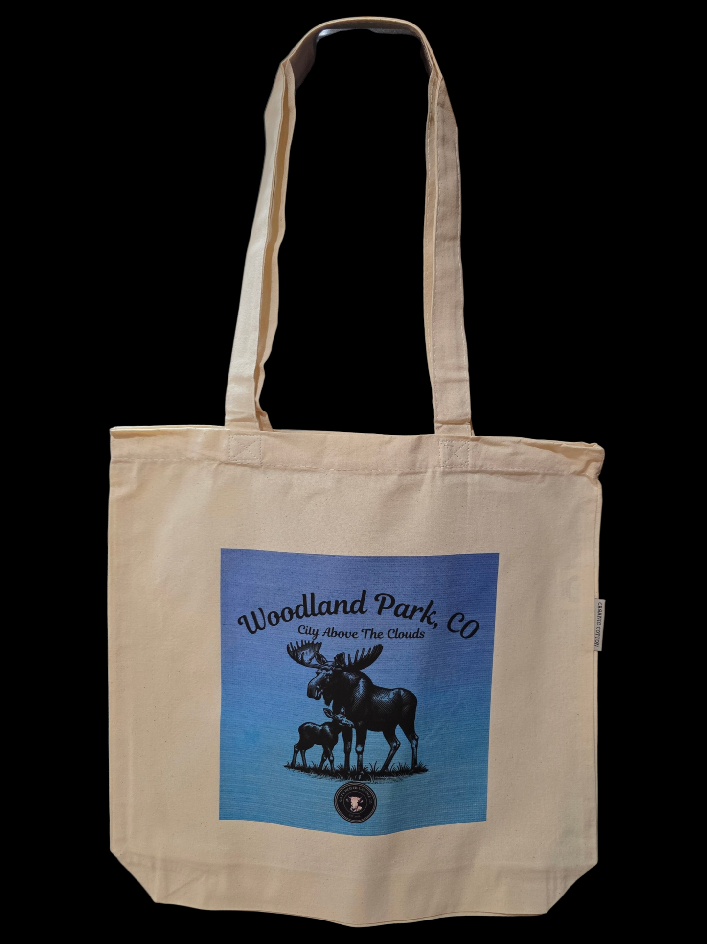 Canvas Tote Organic Cotton Durable Flat Bottom Woodland Park Colorado