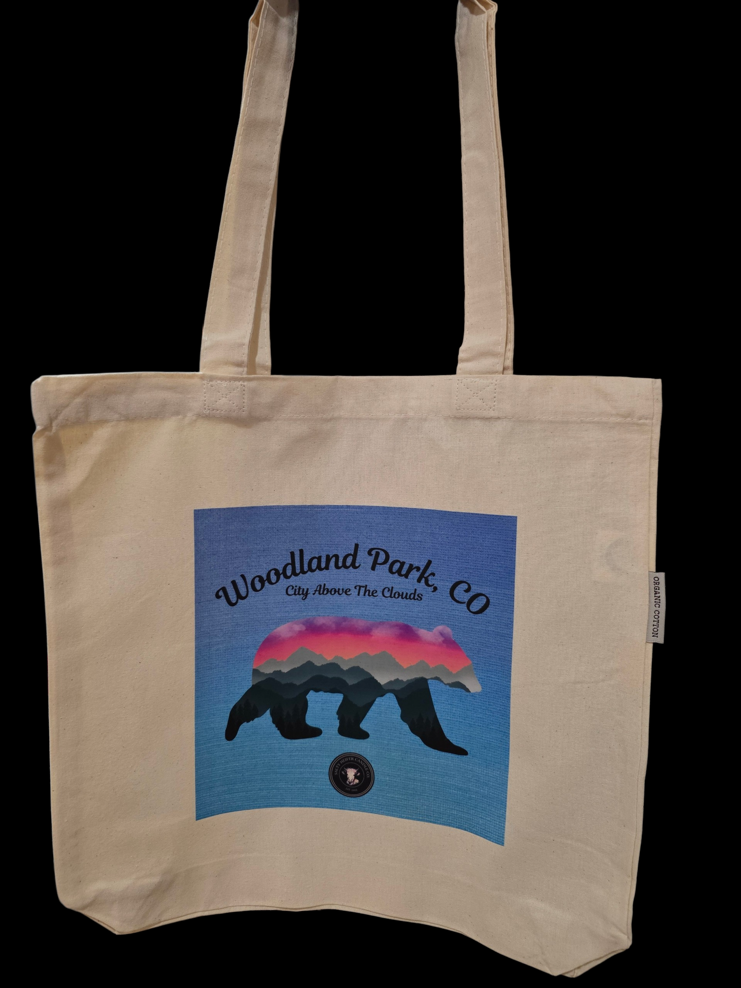 Canvas Tote Organic Cotton Durable Flat Bottom Woodland Park Colorado