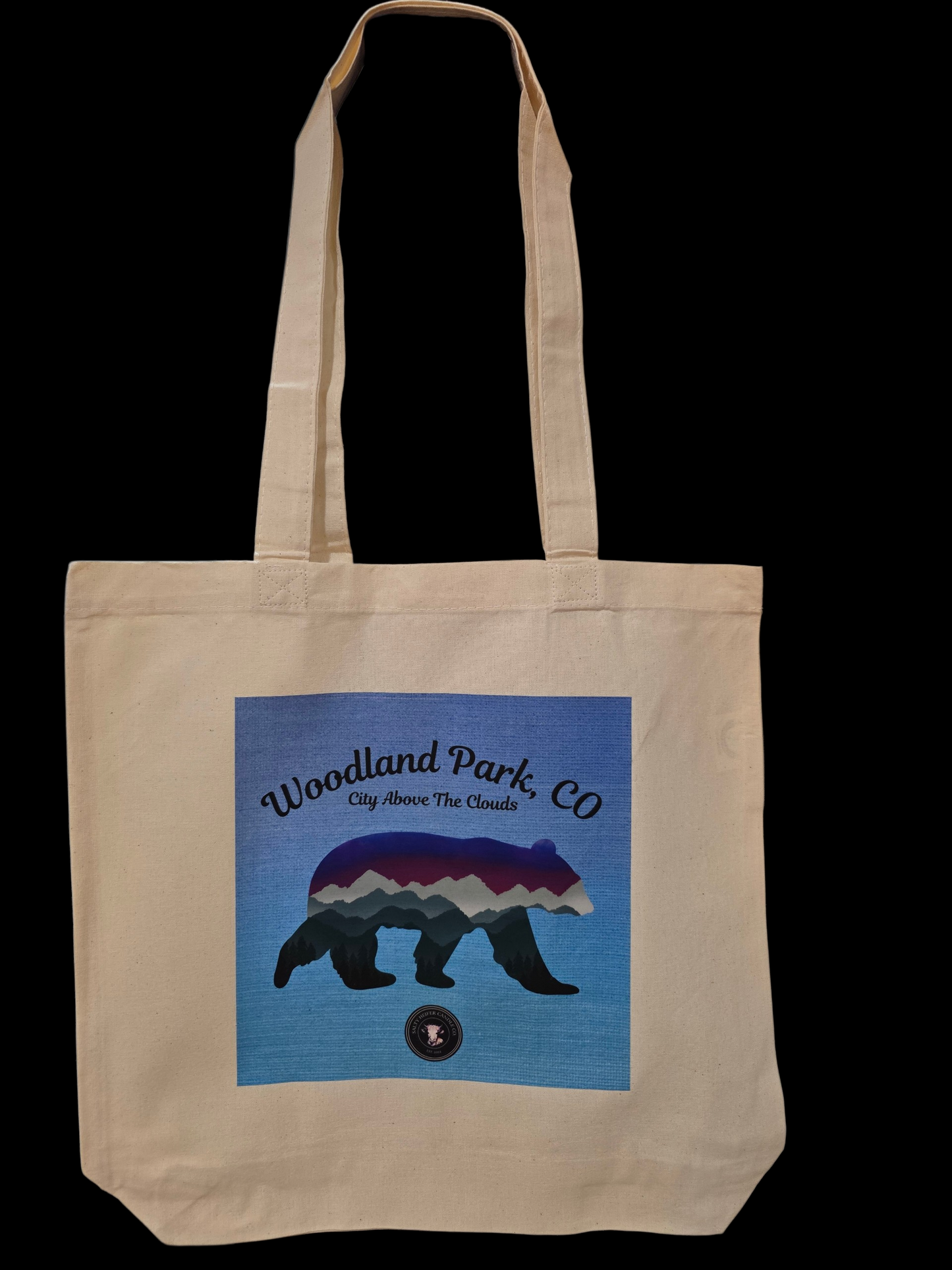 Canvas Tote Organic Cotton Durable Flat Bottom Woodland Park Colorado
