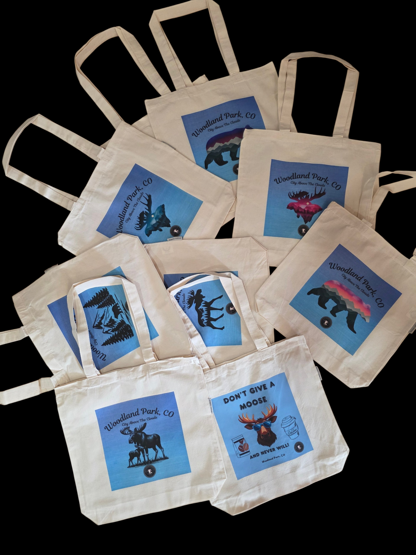 Canvas Tote Organic Cotton Durable Flat Bottom Woodland Park Colorado