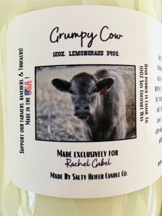 Lemongrass #cowbios Grumpy Cow Fruity/Earthy Candle Wood Wick